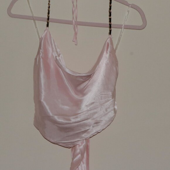 LIGHT PINK SATIN HALTER - Picture 2 of 11